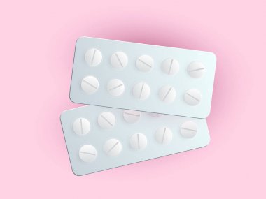 Ambalaj gerçekçi 3d ilaçlar, ağrı kesici hapları vektör, kimyasal tablet vitamini veya ağrı kesici illüstrasyon