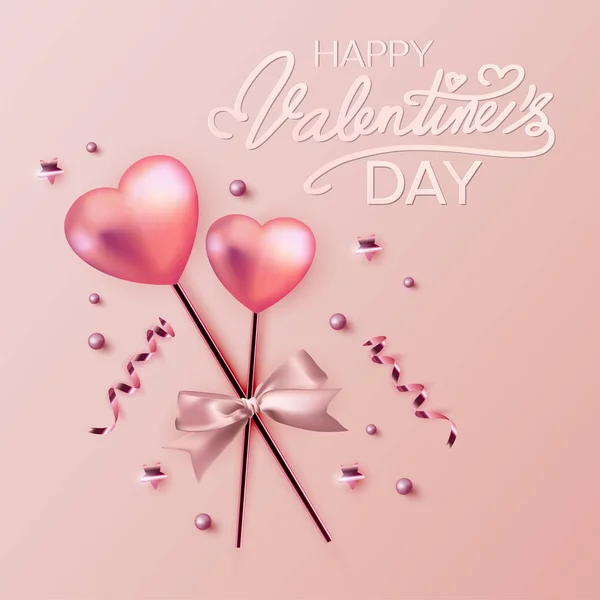 Happy Valentines Day Typographie Affiche Avec Texte Calligraphique Manuscrit Isolé — Image vectorielle