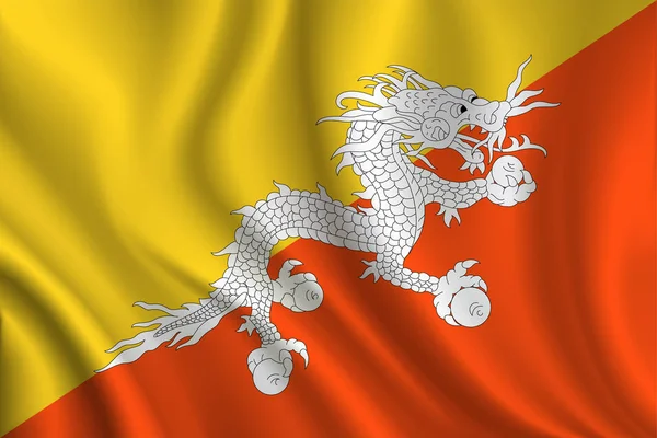 Bhutan Flagge Hintergrund Nahaufnahme — Stockvektor