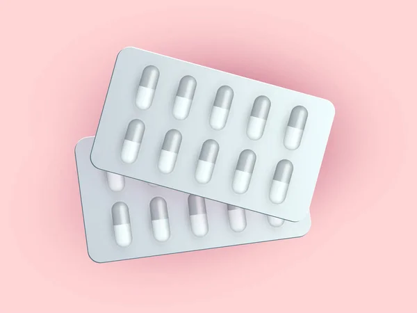 リアルな 薬包装 鎮痛剤の丸薬ベクトル 化学タブレット ビタミンや鎮痛剤のイラスト — ストックベクタ