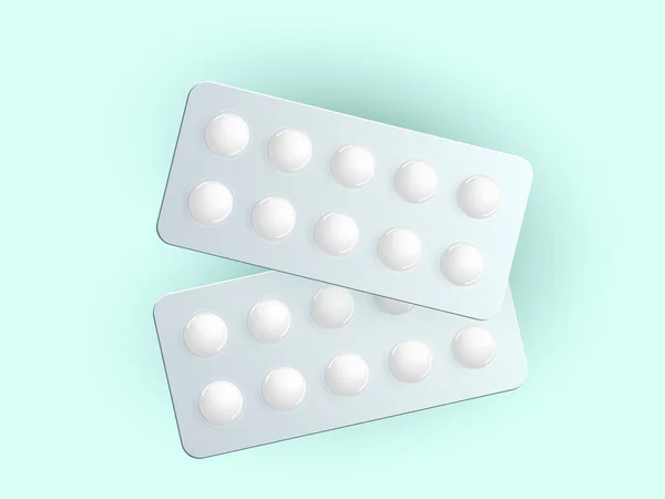 リアルな 薬包装 鎮痛剤の丸薬ベクトル 化学タブレット ビタミンや鎮痛剤のイラスト — ストックベクタ