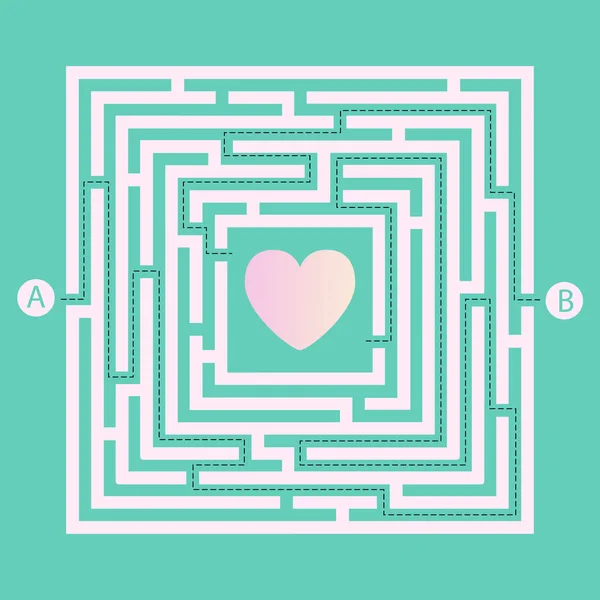 Labyrinth Form Designelement Två Ingång Två Sätt Att Hjärtat Labyrint — Stock vektor