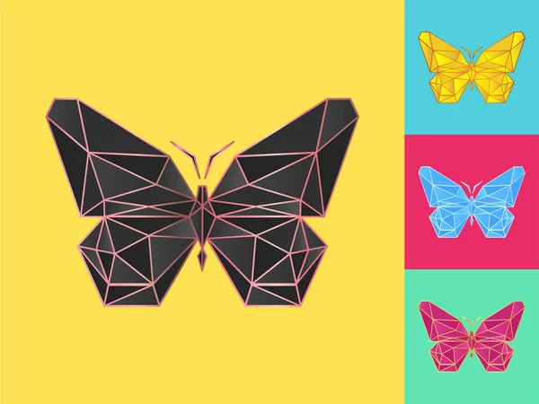 Conjunto Mariposas Icono — Vector de stock