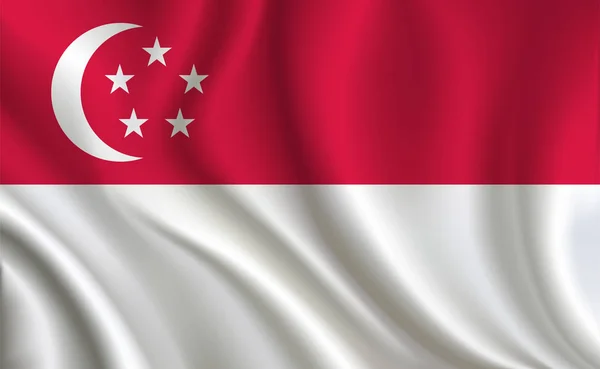 Singapore Flagga Bakgrund Närbild — Stock vektor