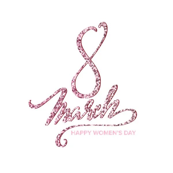 Kleurrijke Acht Maart Kaart Met Woorden Happy Vrouwendag — Stockvector
