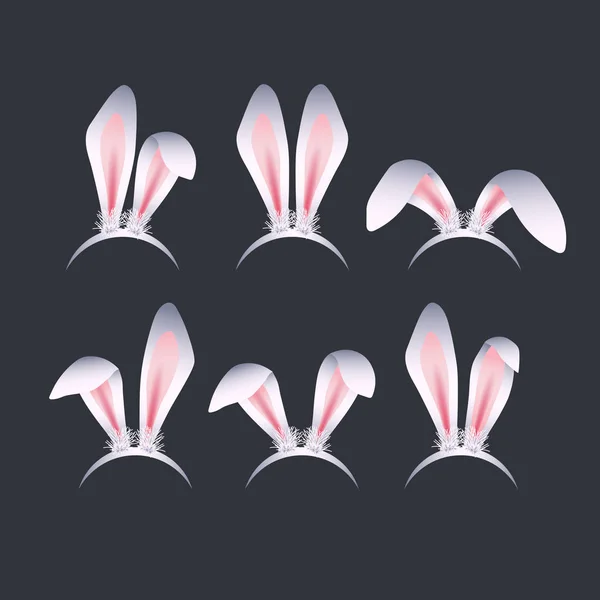 Carte Vœux Pâques Avec Des Oreilles Lapin Rose Mis Icônes — Image vectorielle