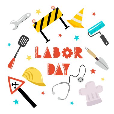 Mutlu İşçi Bayramı arka plan tasarımı, vektör çizim.