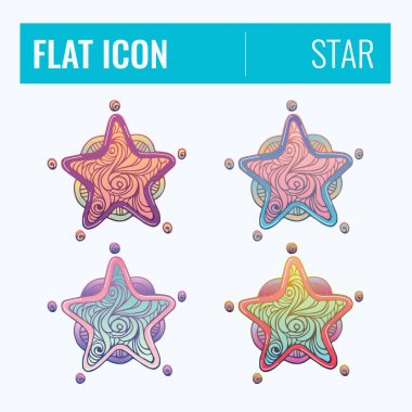 Renk yıldız kabataslak simgeleri ayarlayın. El topluluğu çıkartmaları sokak gıda yemek ile çizilmiş. Tasarım öğeleri için logo, menü, reklamlar, promosyon posteri veya başlığı.