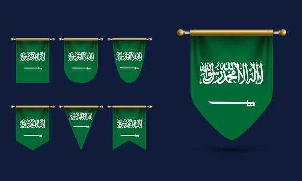 Saudi Arabia Pennant Template Vector Ilustración Realista — Vector de stock