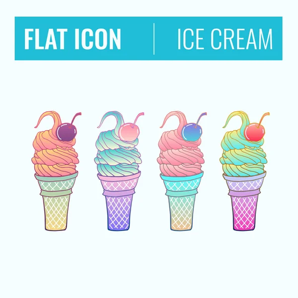 一套彩色冰淇淋草绘图标 — 图库矢量图片