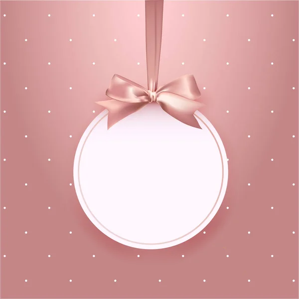 カード ピンク ゴールド リボン弓ベクトルのイラスト — ストックベクタ