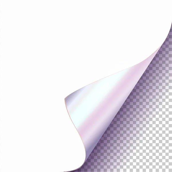 Векторний Платиновий Закручений Глянсовий Фольга Куточок Білого Паперу Тіньовим Маком — стоковий вектор