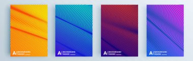 Dört dikey soyut arkaplan vektör illüstrasyonunun kümesi