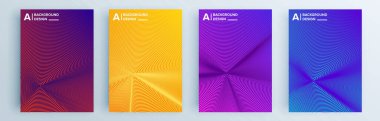 Dört dikey soyut arkaplan vektör illüstrasyonunun kümesi