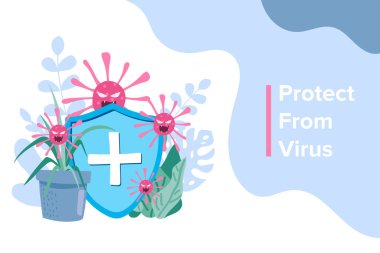 Koronavirüsü durdurun ve virüs konseptinden koruyun. vektör illüstrasyonu