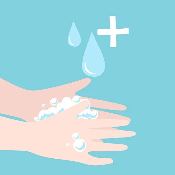 Pessoa Lavar Mãos Com Sabão Desinfetante Ilustração Vetorial — Vetor de Stock