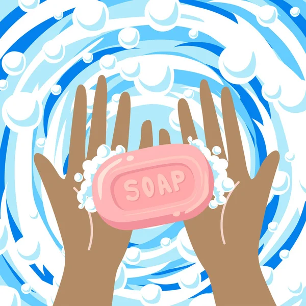 Person Tvätta Händerna Med Rengöringsmedel Tvål Vektor Illustration — Stock vektor