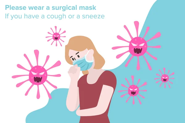Φορώντας Χειρουργική Μάσκα Έννοια Εικονογράφηση Διανύσματος — Διανυσματικό Αρχείο