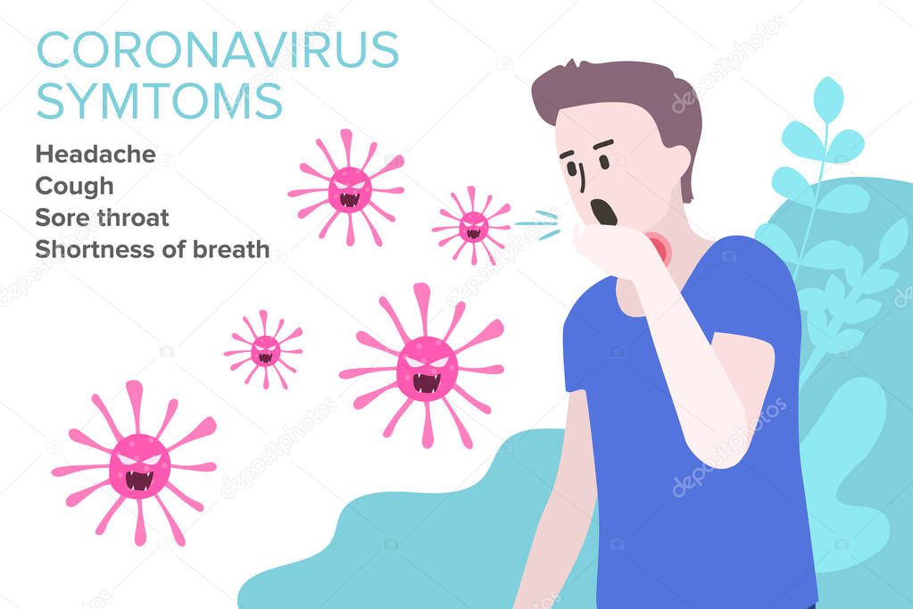 coronavirus symptoms concept. vector illustration