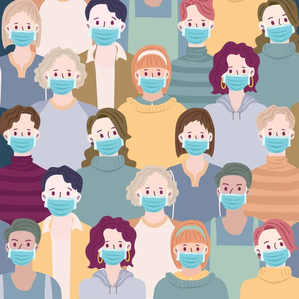 Persone Con Maschera Proteggerli Dal Virus Corona Grafica Vettoriale Ilustrazione — Vettoriale Stock