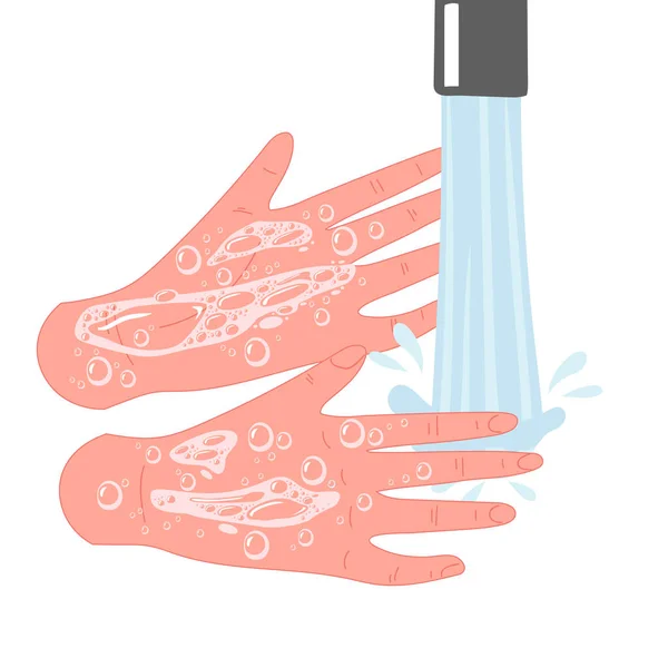 Corona Virus 2019 Förebyggande Infographic Vektorillustration Tvätta Händerna — Stock vektor