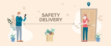 Düz illüstrasyon vektör biçimi ile dağıtım web sitesi afişi