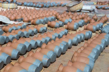 Bhaktapur eski kasaba meydanında Potters