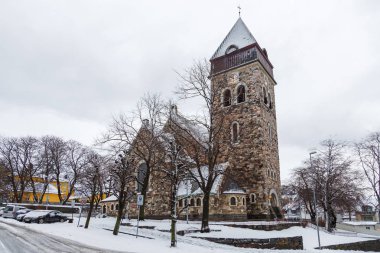 Alesund, Norveç'te eski Katolik Kilisesi. Kış manzarası.