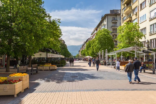 Promenade på Vitosha Boulevard. Fotgjengersone, Sofia, Bulgaria . – stockfoto