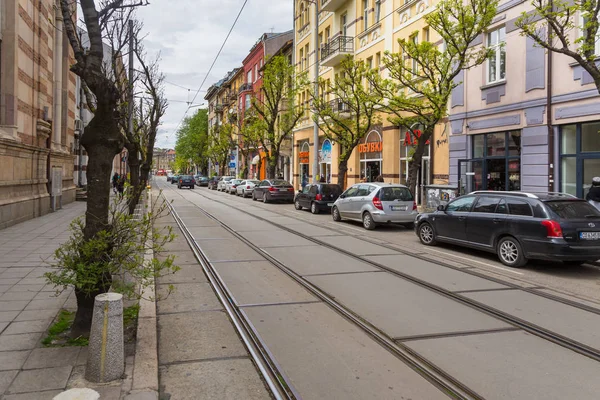 Трамвайные пути на улице Джорджа Вашингтона, София, Болгария . — стоковое фото