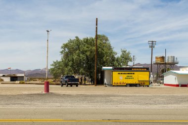 Buildings on the Crater Car Parking, Amboy, California, USA.