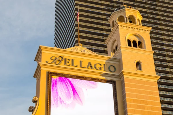 Advertisement of the Bellagio hotel and casino, Las Vegas, USA. — Stock Photo, Image