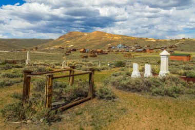 Bodie, California, USA- 03 June 2015: Monument at the cemetery on the outskirts of the city. Bodie State Historic Park.