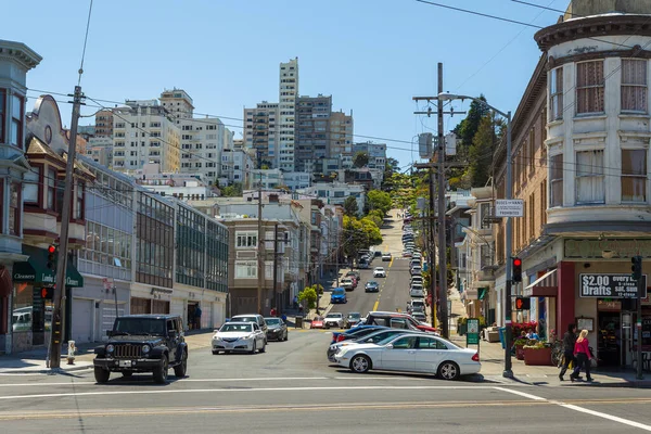 San Francisco California Usa Giugno 2015 Vista Della Ripida Lombard — Foto Stock