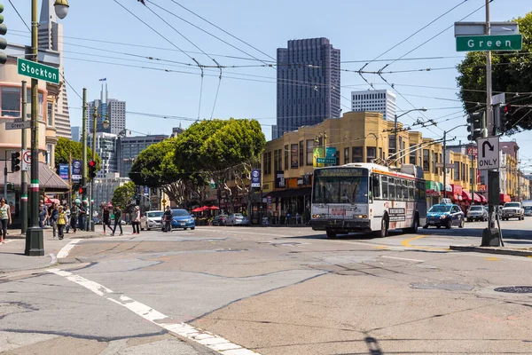 San Francisco California Usa Haziran 2015 Stockton Green Caddelerinin Kesiştiği — Stok fotoğraf