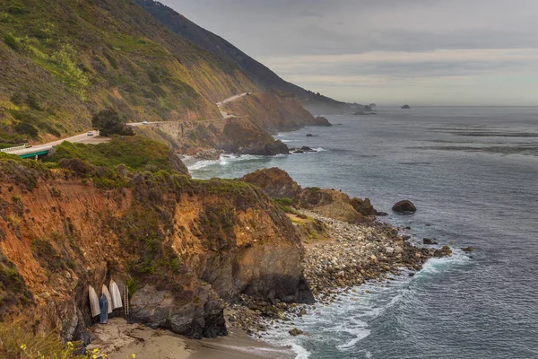 Vista Costa Del Pacífico California Grandes Acantilados Agua Del Océano — Foto de Stock