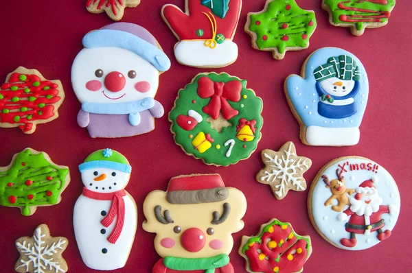 Galletas Jengibre Glaseado Para Navidad — Foto de Stock