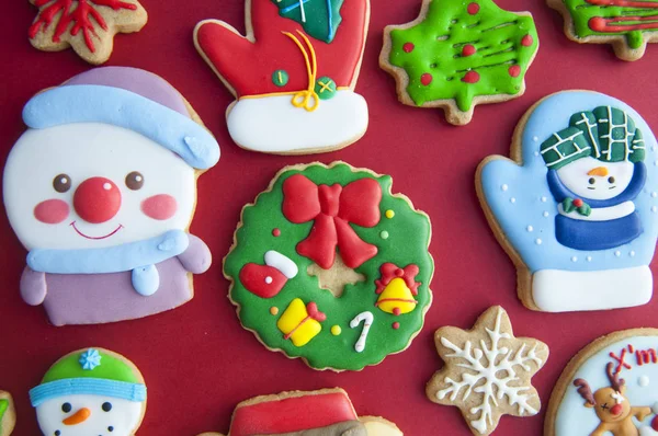 Galletas Jengibre Glaseado Para Navidad — Foto de Stock