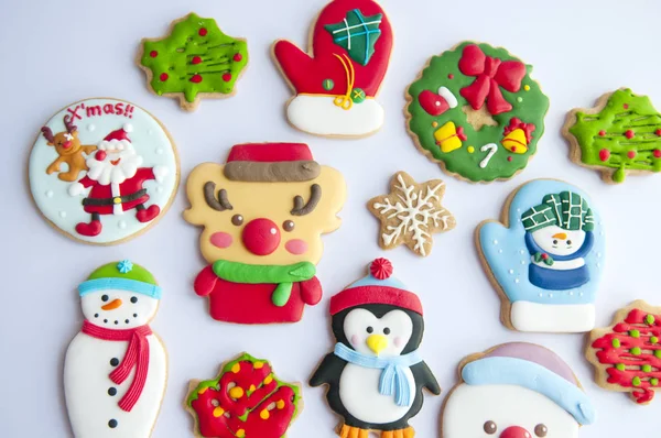 Galletas Jengibre Glaseado Para Navidad — Foto de Stock