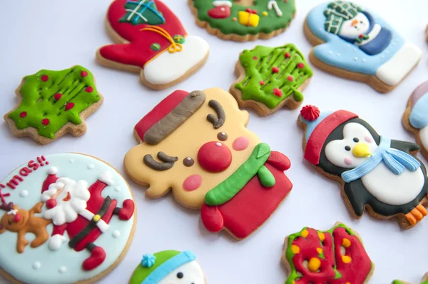 Galletas Jengibre Glaseado Para Navidad — Foto de Stock