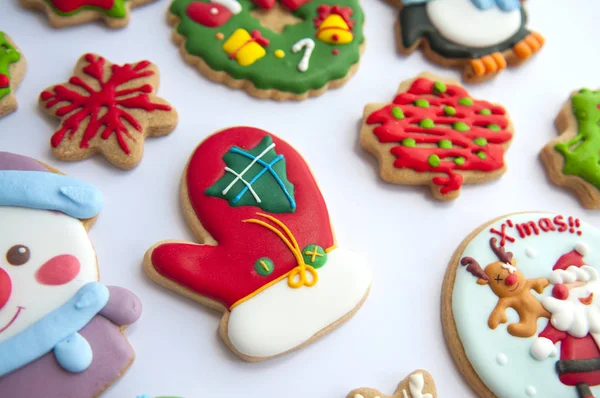 Galletas Jengibre Glaseado Para Navidad — Foto de Stock