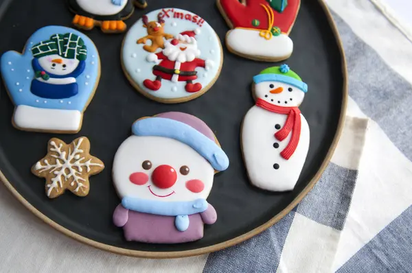 Galletas Jengibre Glaseado Para Navidad — Foto de Stock