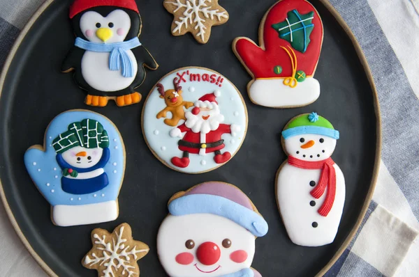 Galletas Jengibre Glaseado Para Navidad — Foto de Stock