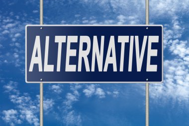 Gökyüzü arka plan üzerinde mavi tabela tabelasını