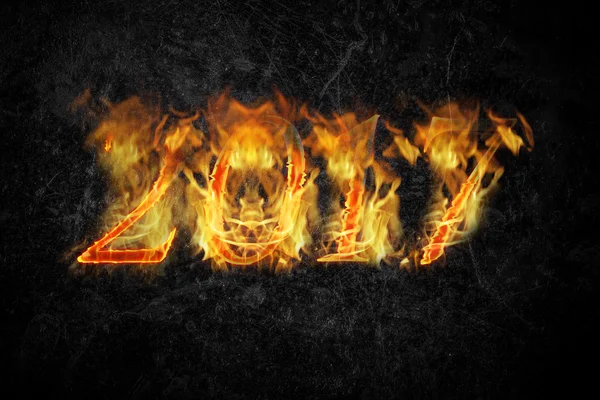 Happy new year 2017 - figures in flame. Collage — Stock Photo, Image