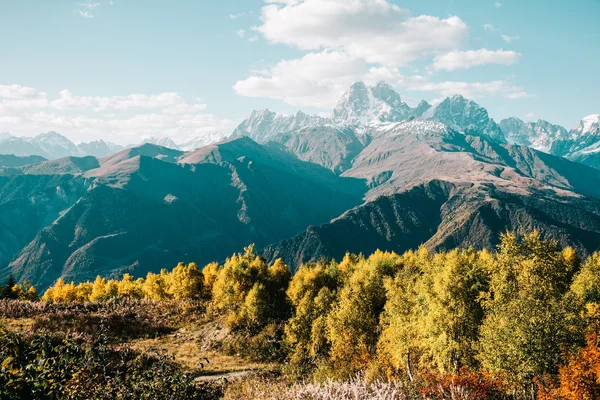 Wunderschöne herbstliche berglandschaft in svaneti. Georgien. gemildert — Stockfoto