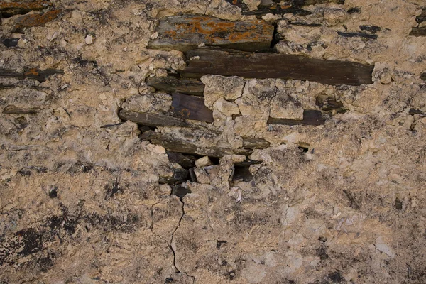 Detalhe de uma parede de uma casa de pedra antiga — Fotografia de Stock