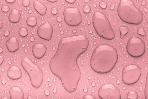 Краплі води на кольоровому фоні. Рожевий. Неглибока глибина різкості — стокове фото