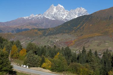 Svaneti, güzel dağ manzarası. Gürcistan. Tonda