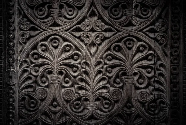 Carved wooden surface. Textured background. Toned — Stock Photo, Image